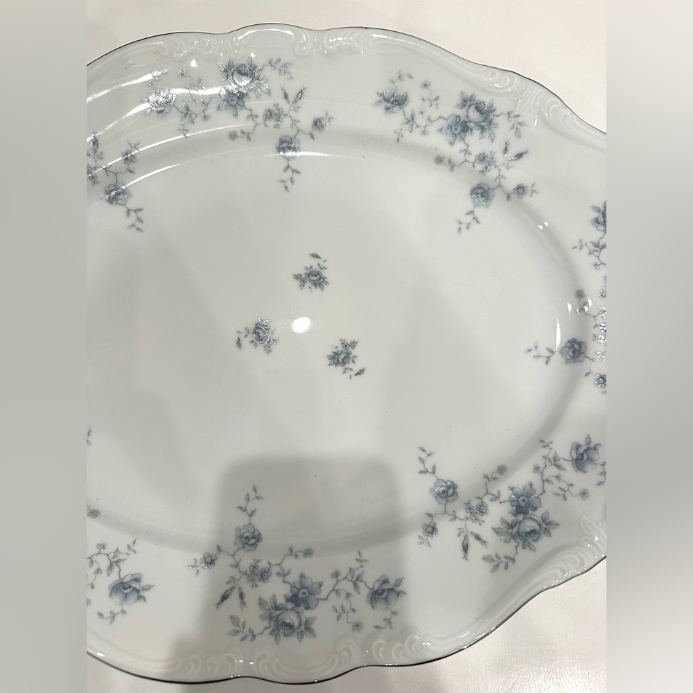 Johann Haviland Large Serving Platter Blue Garland Pattern White - Picture 3 of 7